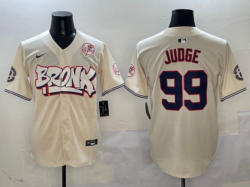 Men New York Yankees 99 Judge Cream four generations Joint Name 2025 Nike MLB Jersey style 4113